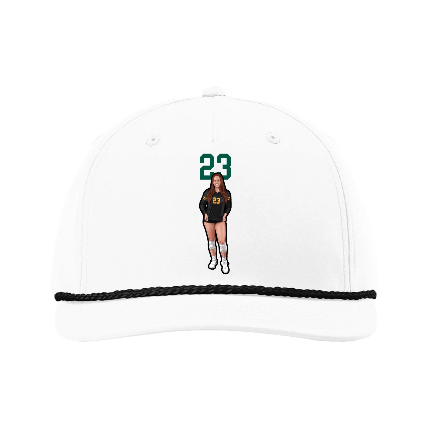 Five-Panel Classic Rope Cap — Number Top in White