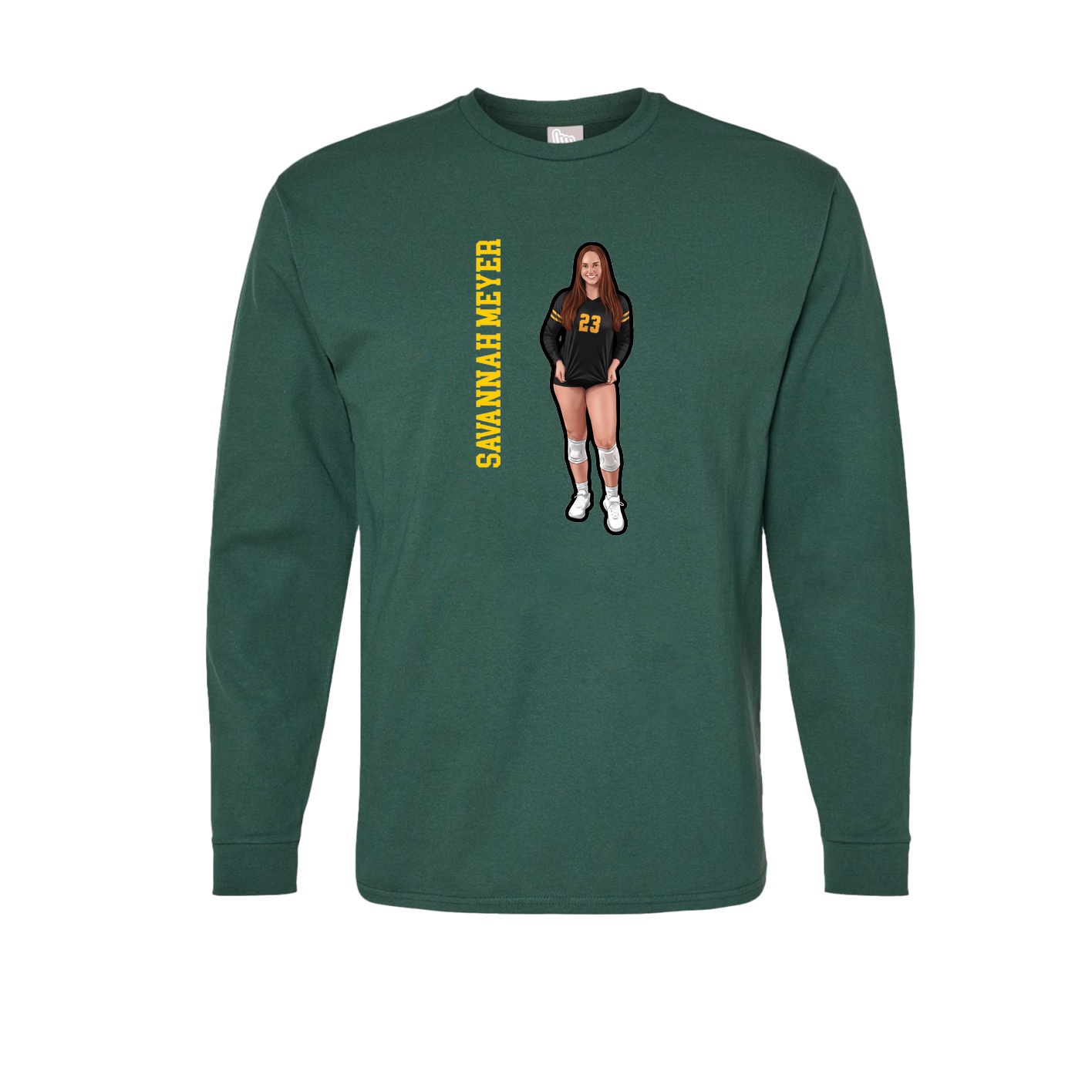 Long Sleeve Tee — Name Vertical in Green