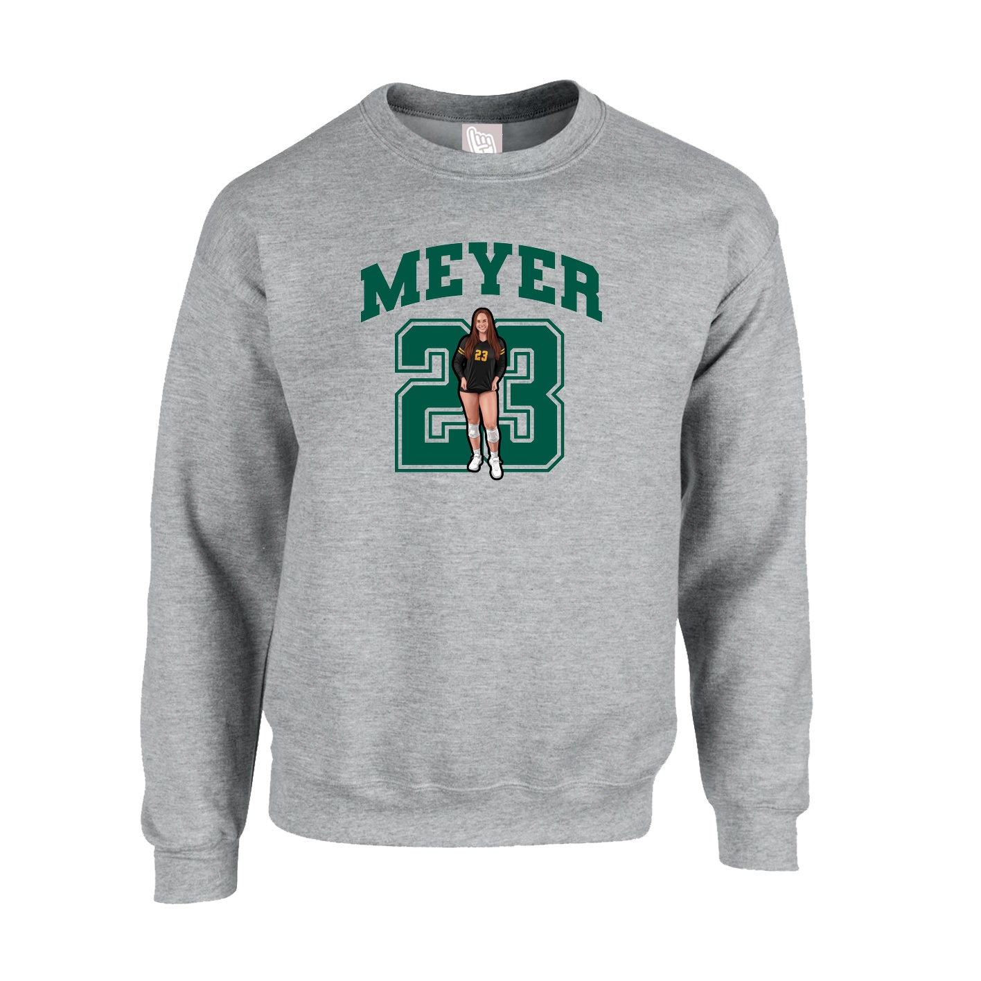 Fleece Crew — Number in Grey