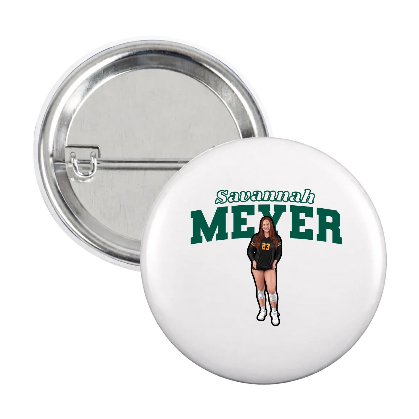 Game Day Button — Name Arch in White