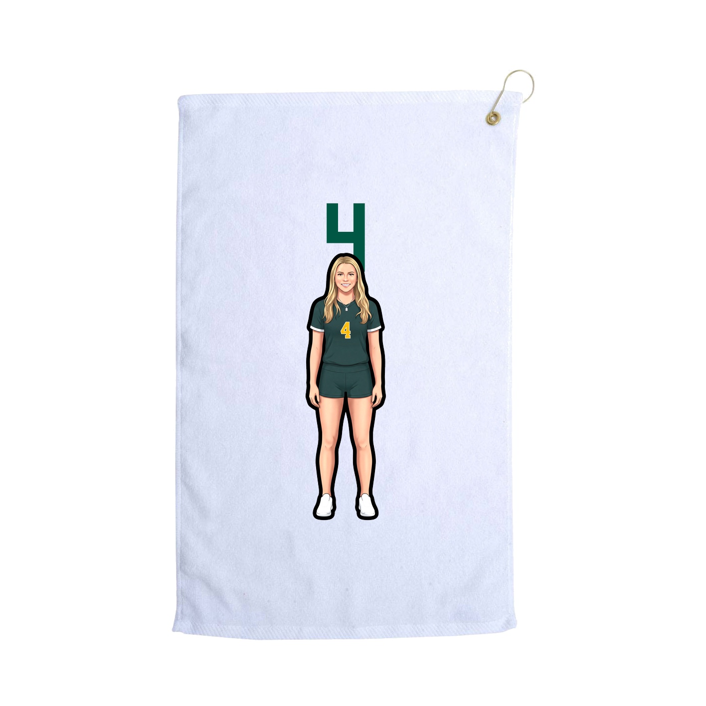 Golf Towel — Number Top in White