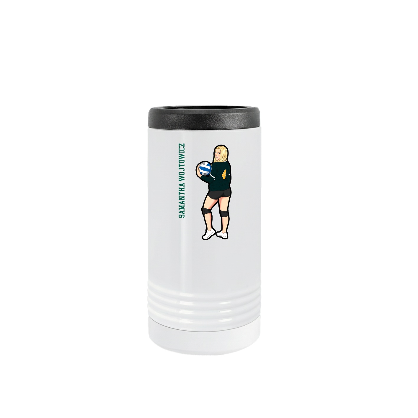 Slim Beverage Holder — Name Vertical in White