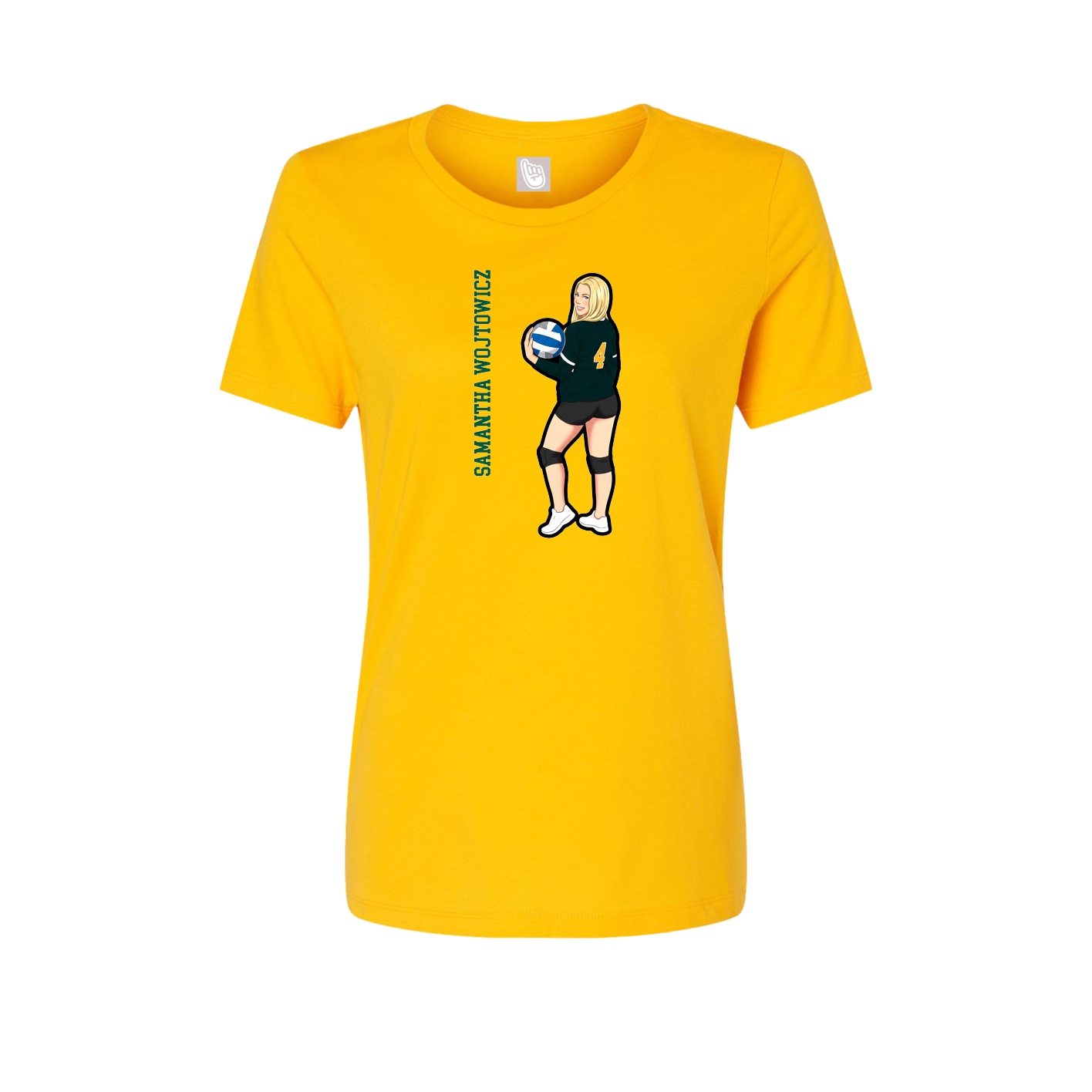 Womens Tee — Name Vertical in Gold