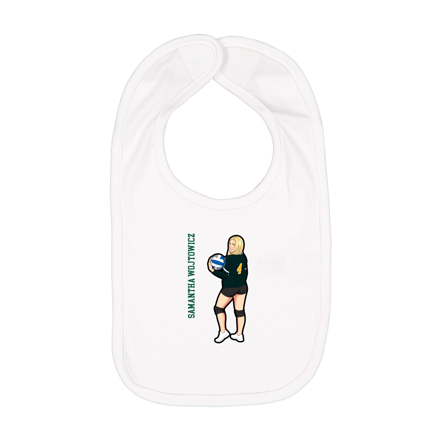 Infant Bib — Name Vertical in White