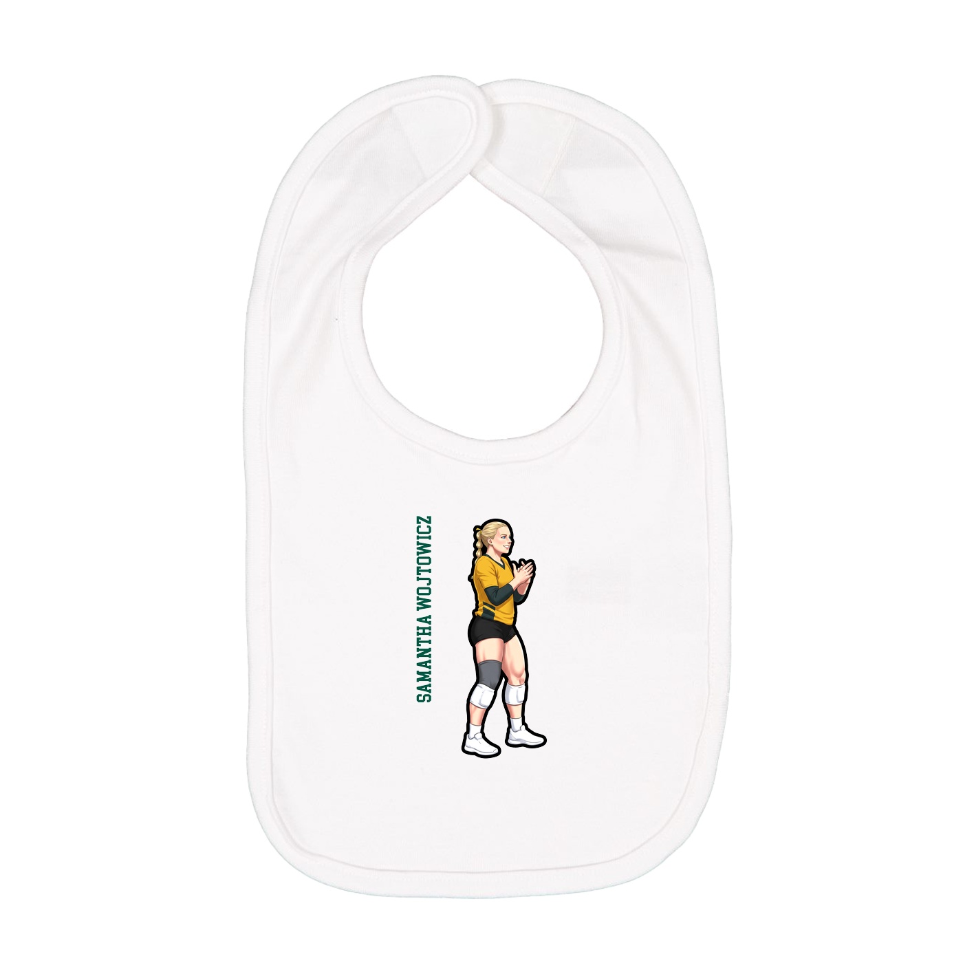 Infant Bib — Name Vertical in White