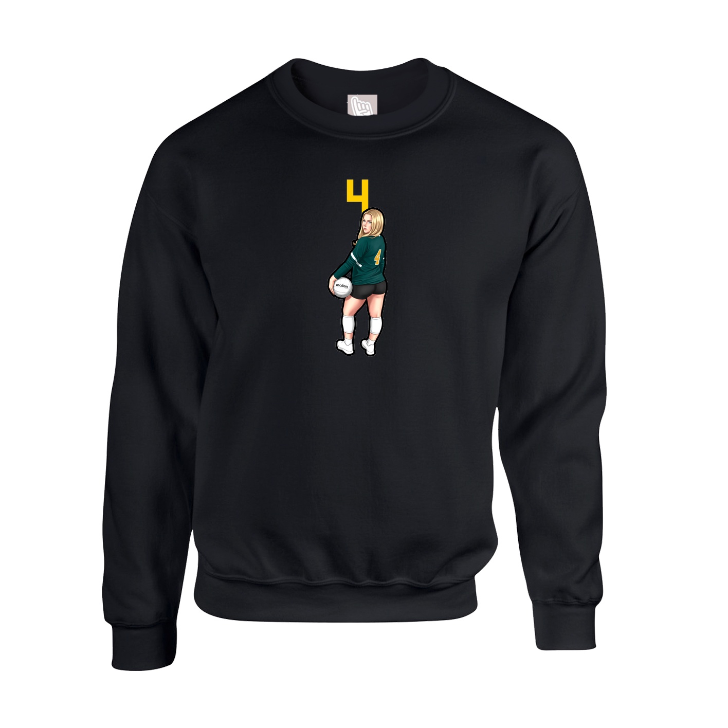 Fleece Crew — Number Top in Black