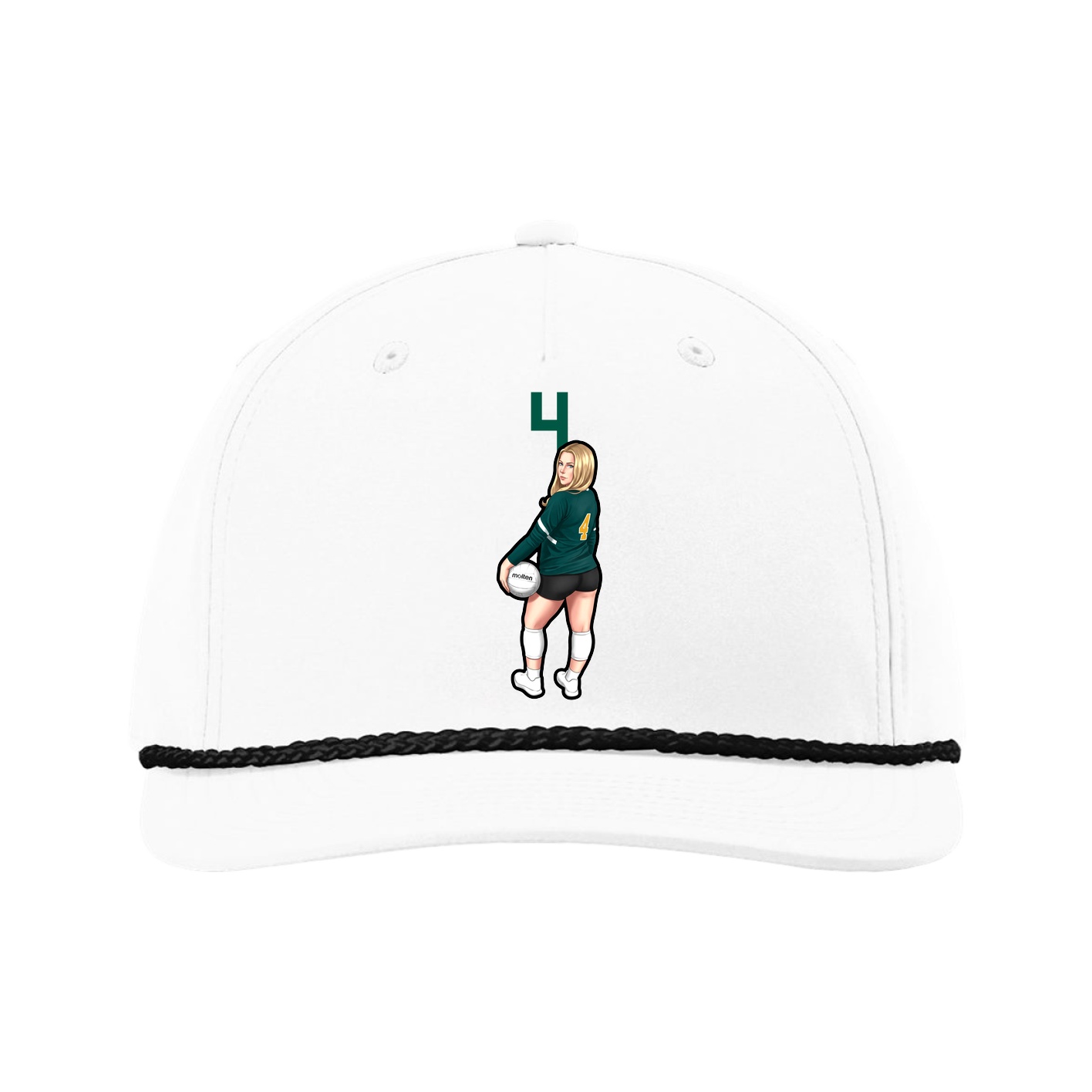 Five-Panel Classic Rope Cap — Number Top in White
