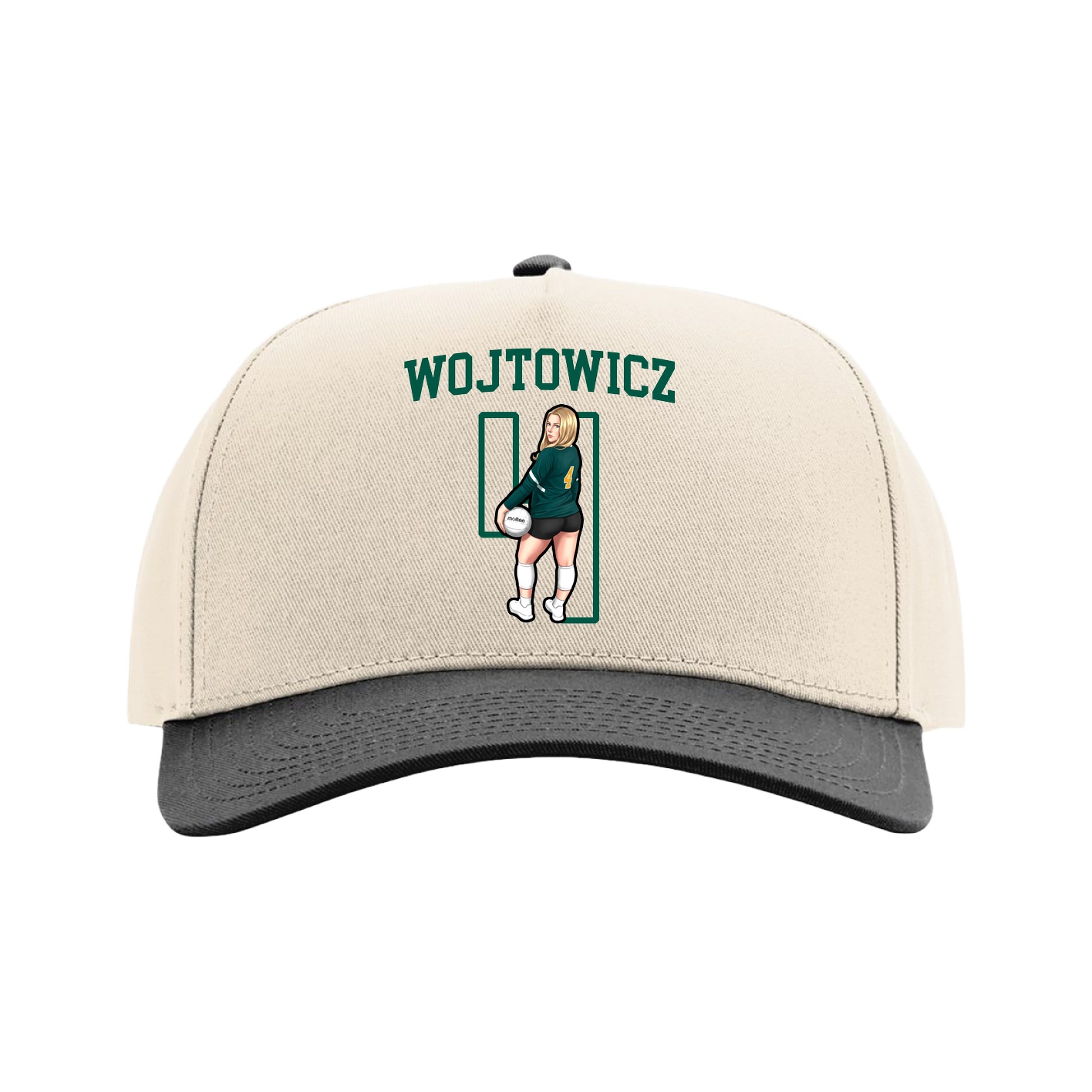 Full Fabric Five-Panel Champ Cap — Shirsey in Cream/Black