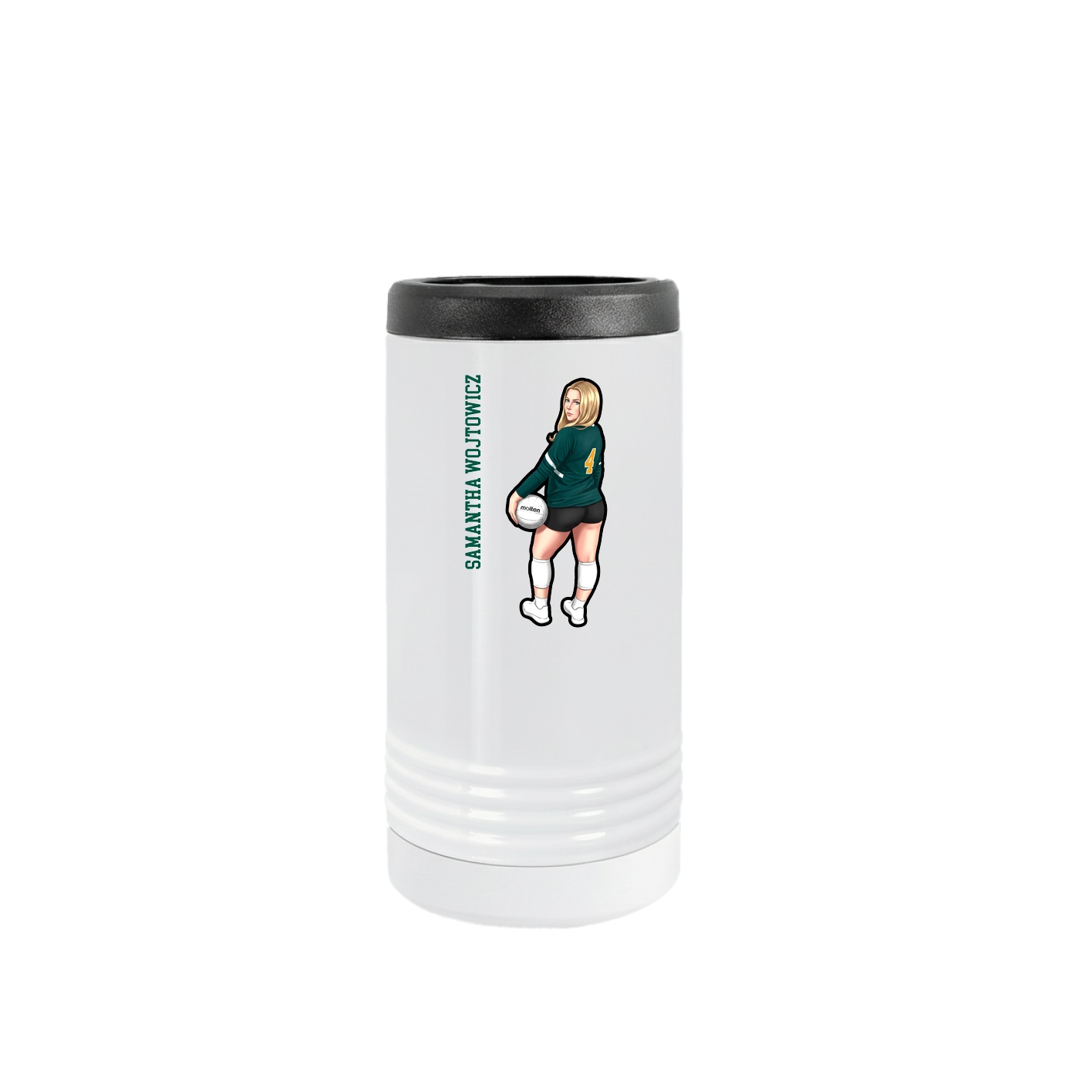 Slim Beverage Holder — Name Vertical in White