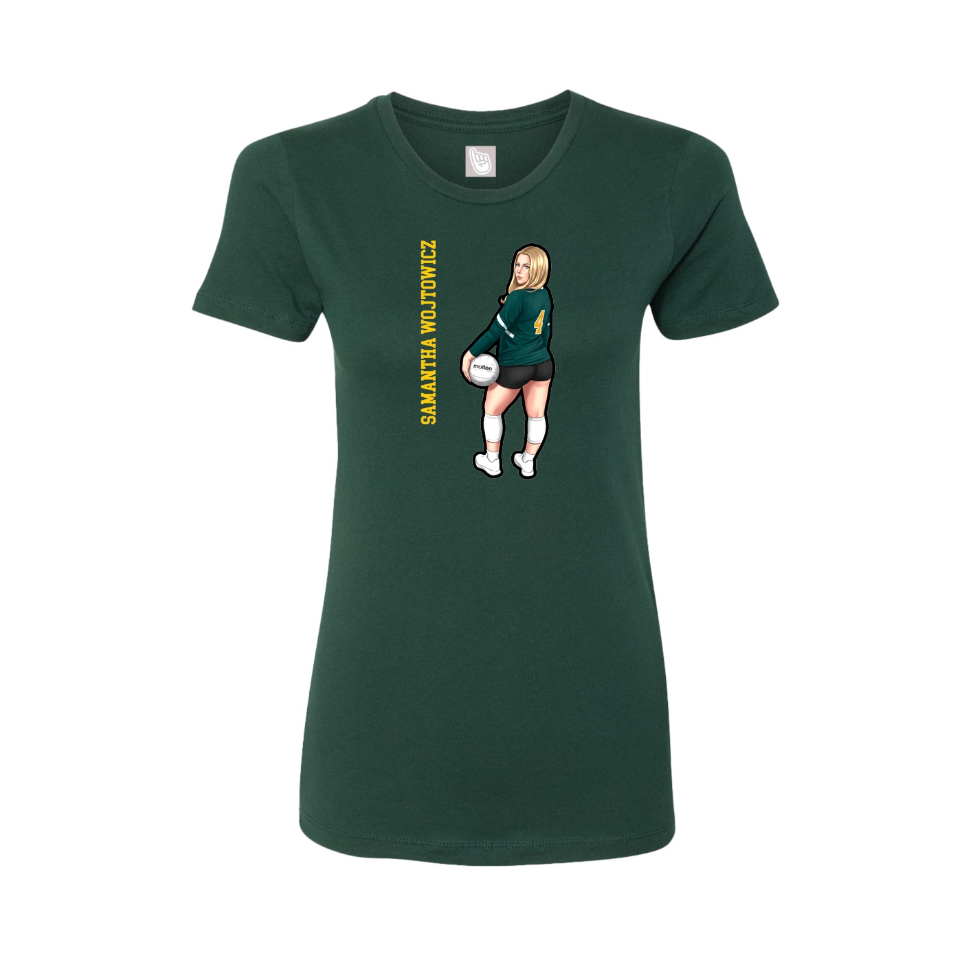 Fitted Women's Tee — Name Vertical in Green