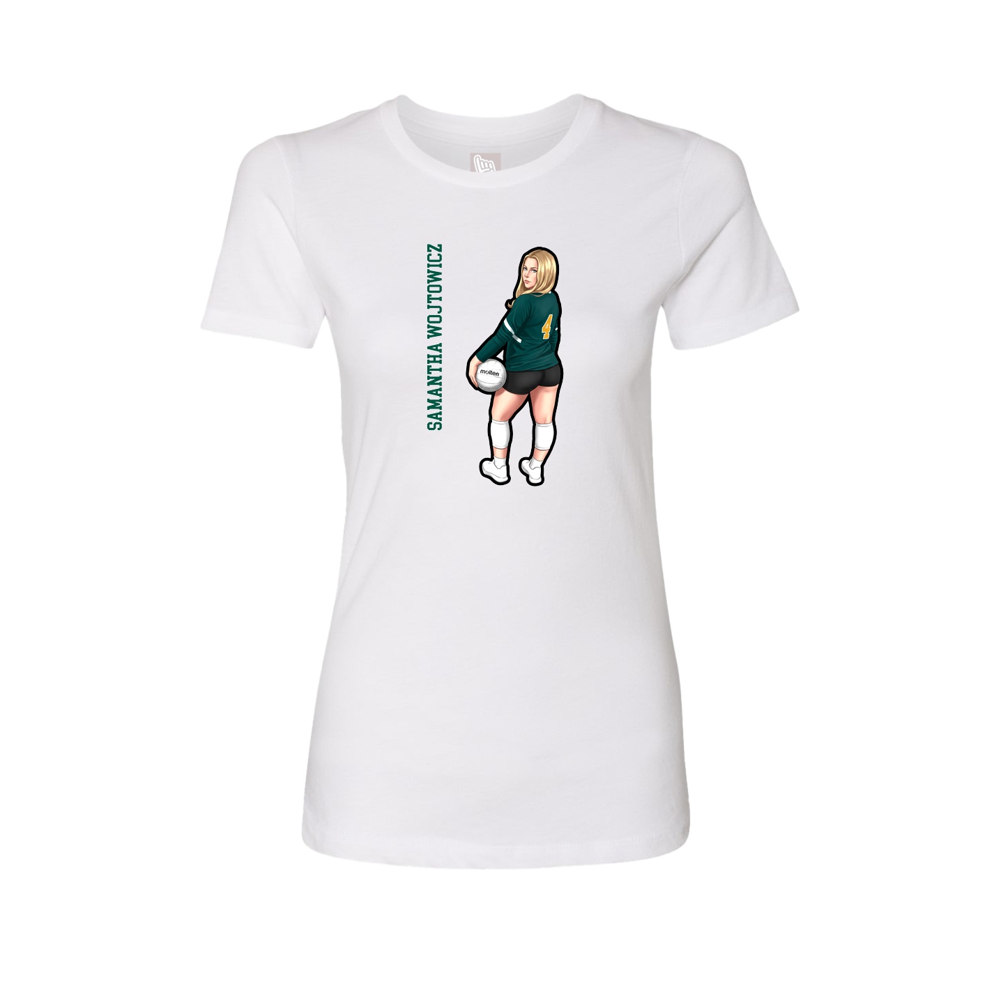 Womens Tee — Name Vertical in White