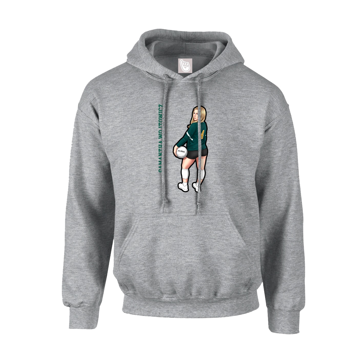 Hoodie — Name Vertical in Grey