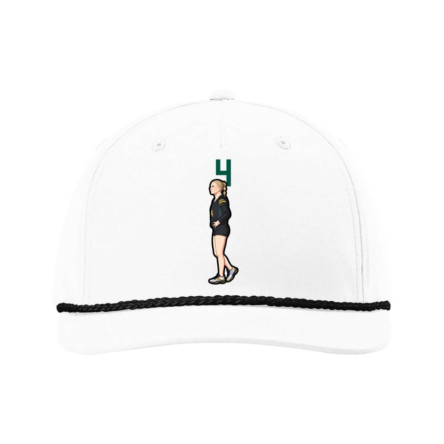 Five-Panel Classic Rope Cap — Number Top in White