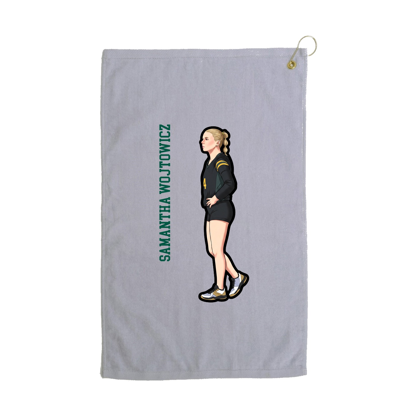 Golf Towel — Name Vertical in Grey