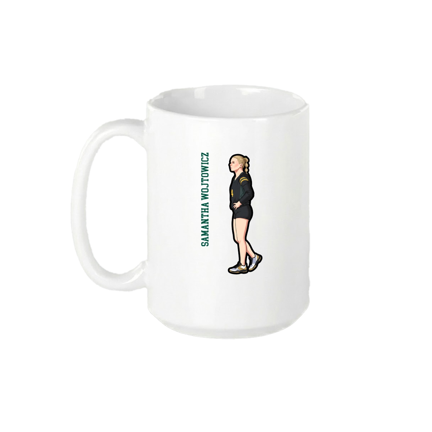 15oz Coffee Mug — Name Vertical in White