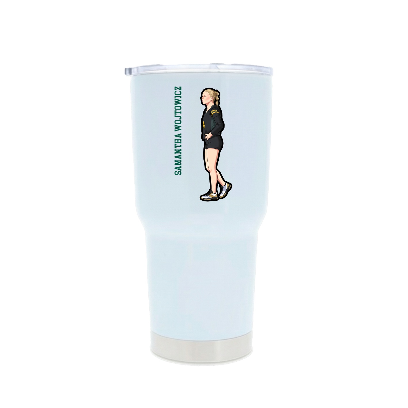 30oz Stainless Steel Tumbler — Name Vertical in White