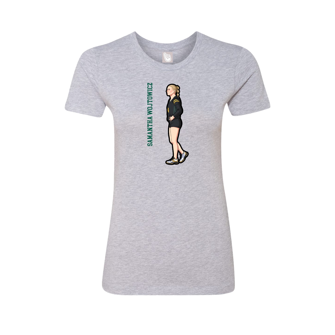 Womens Tee — Name Vertical in Grey