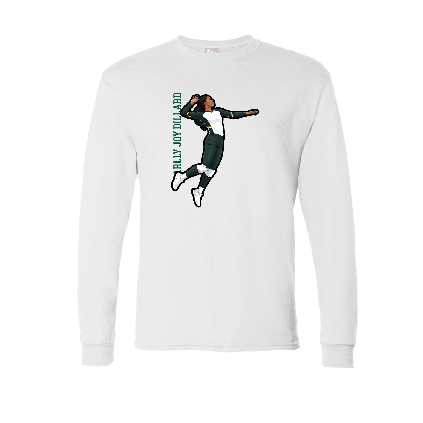 Long Sleeve Tee — Name Vertical in White