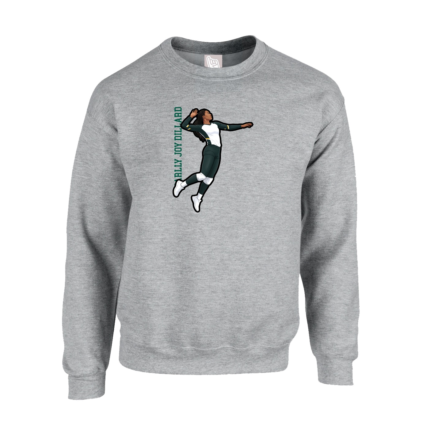 Fleece Crew — Name Vertical in Grey