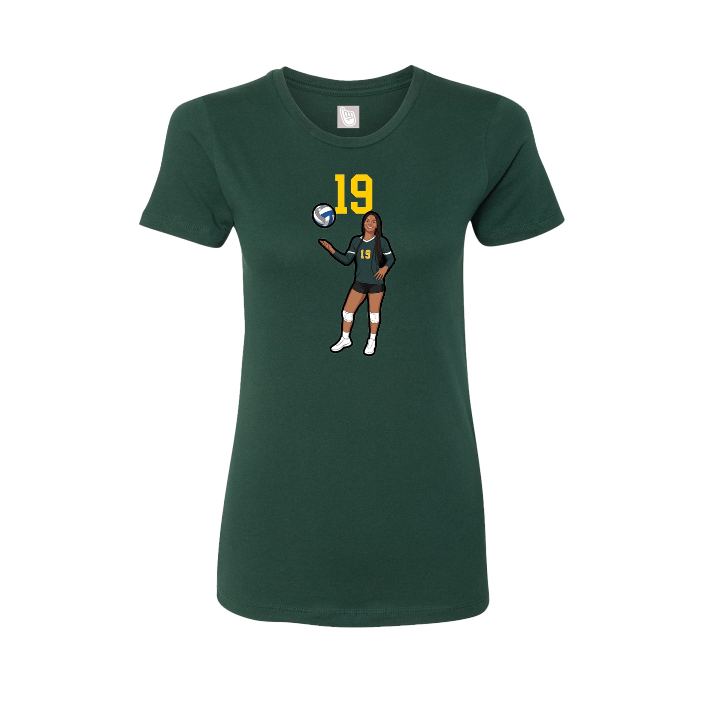 Fitted Women's Tee — Number Top in Green