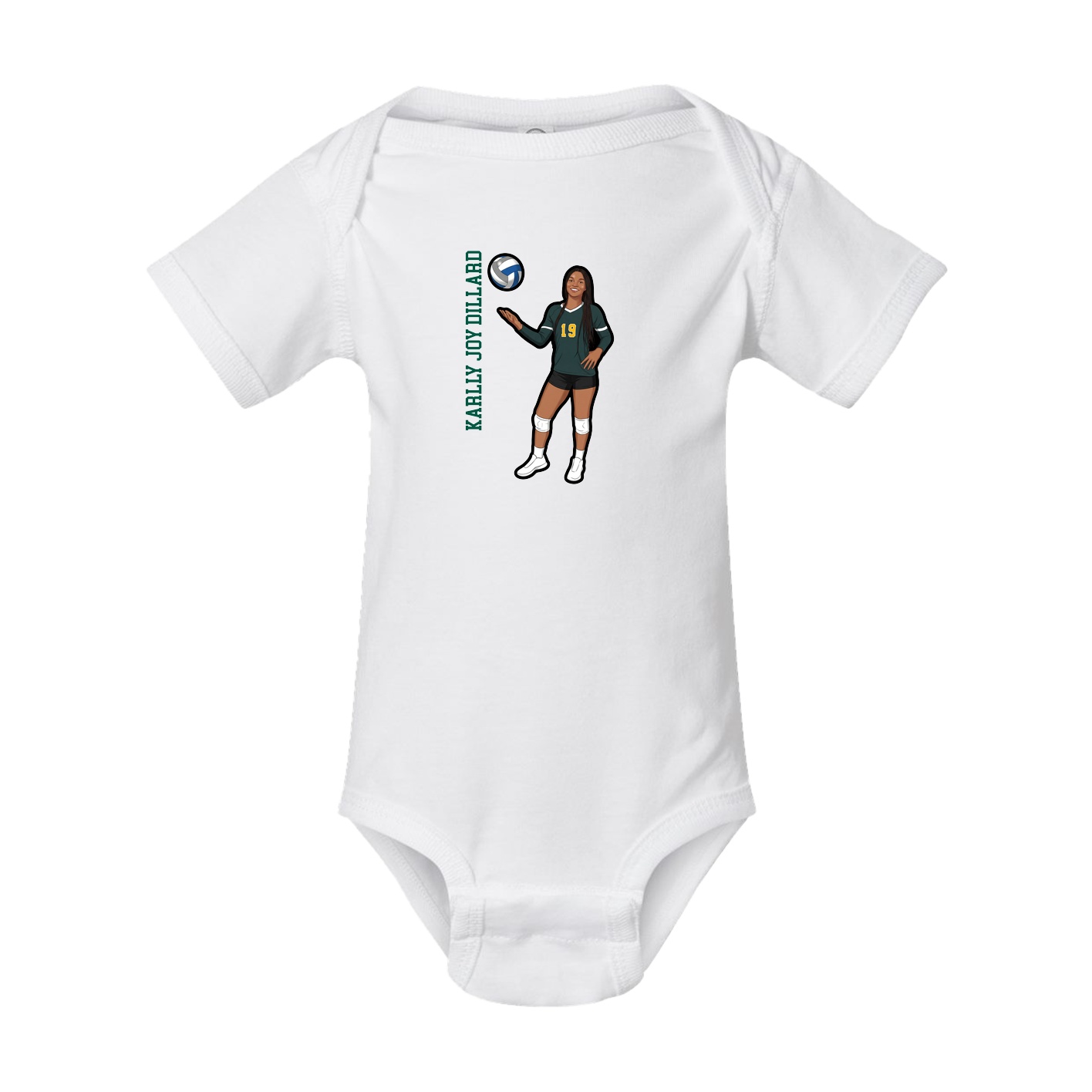 Baby Onesie — Name Vertical in White