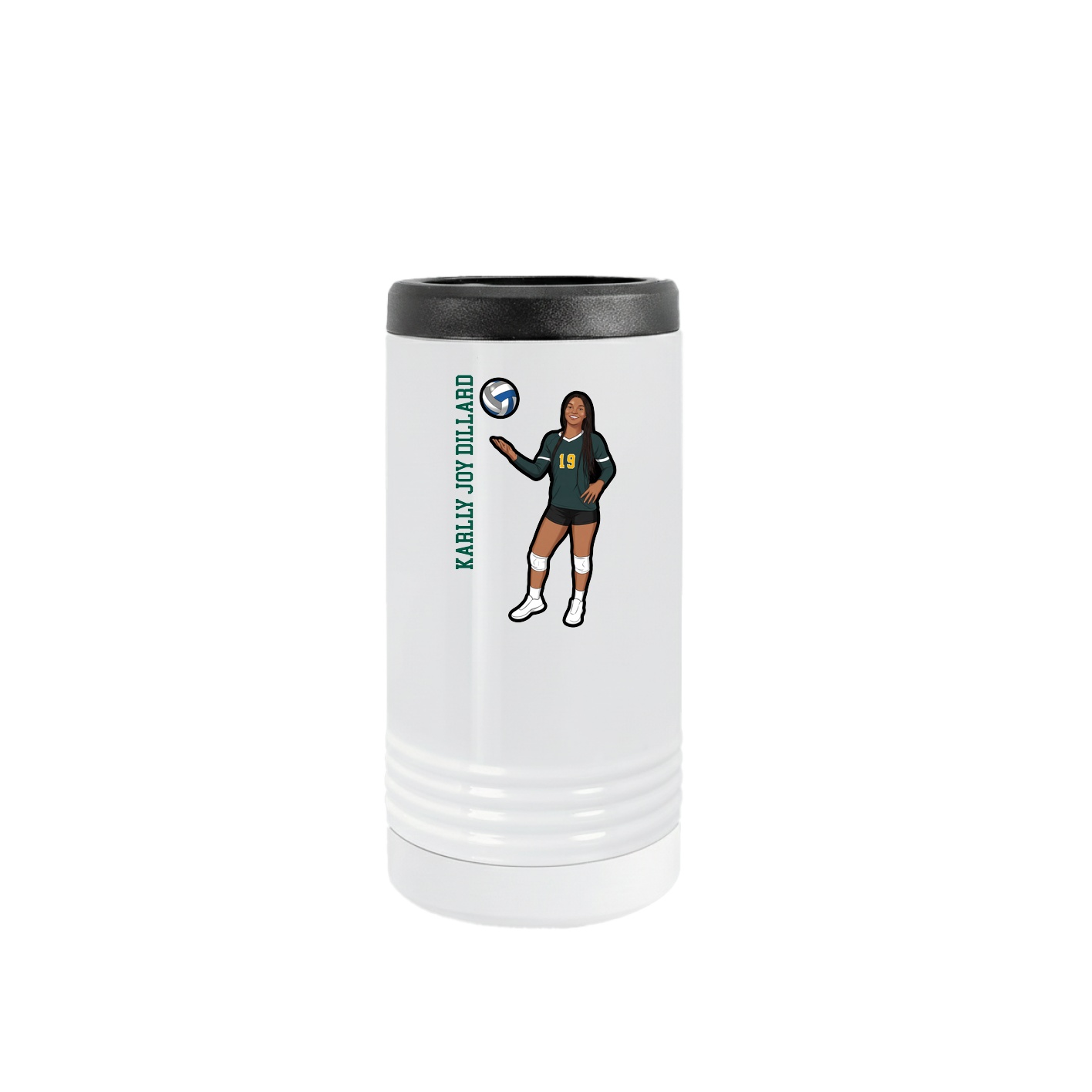 Slim Beverage Holder — Name Vertical in White