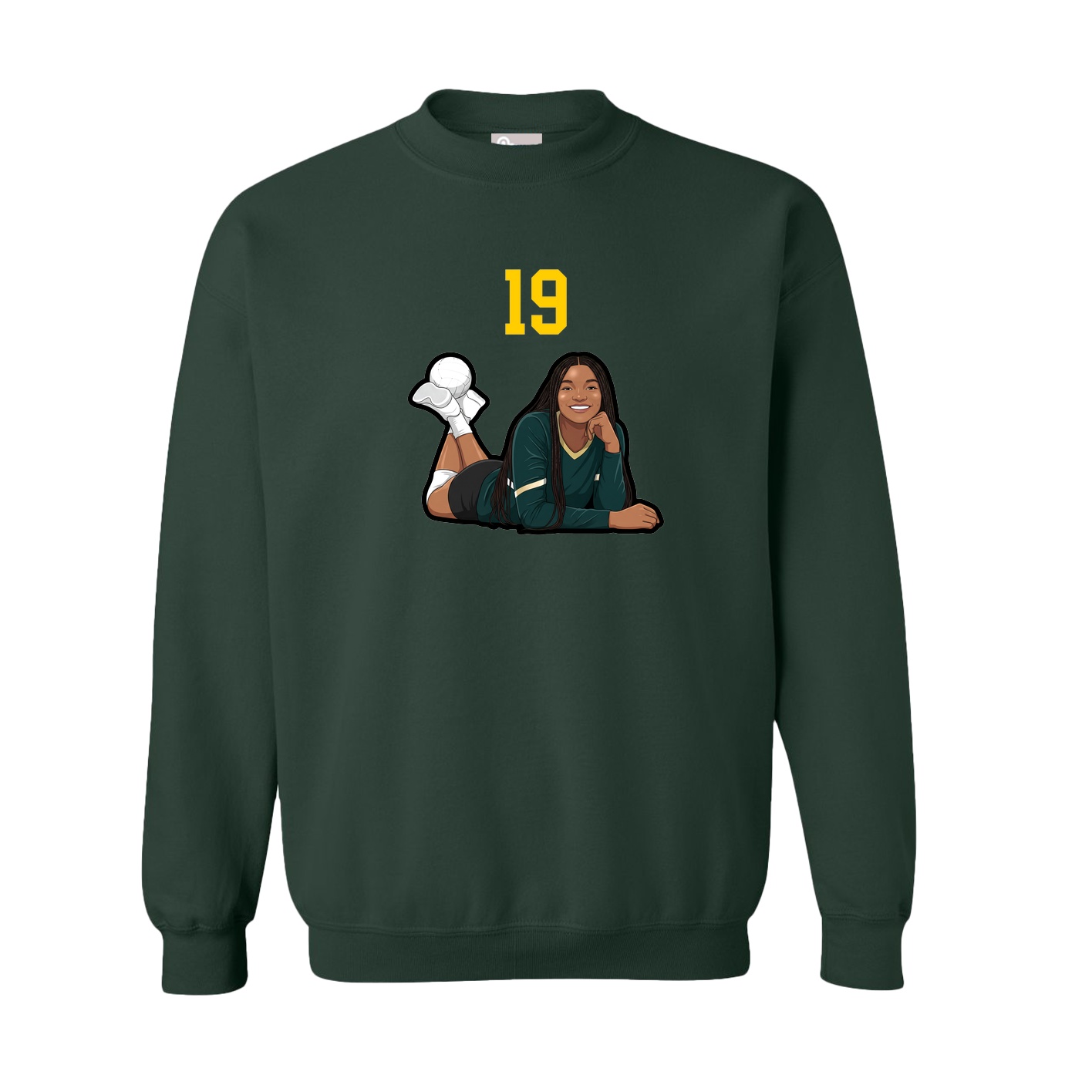 Fleece Crew — Number Top in Green