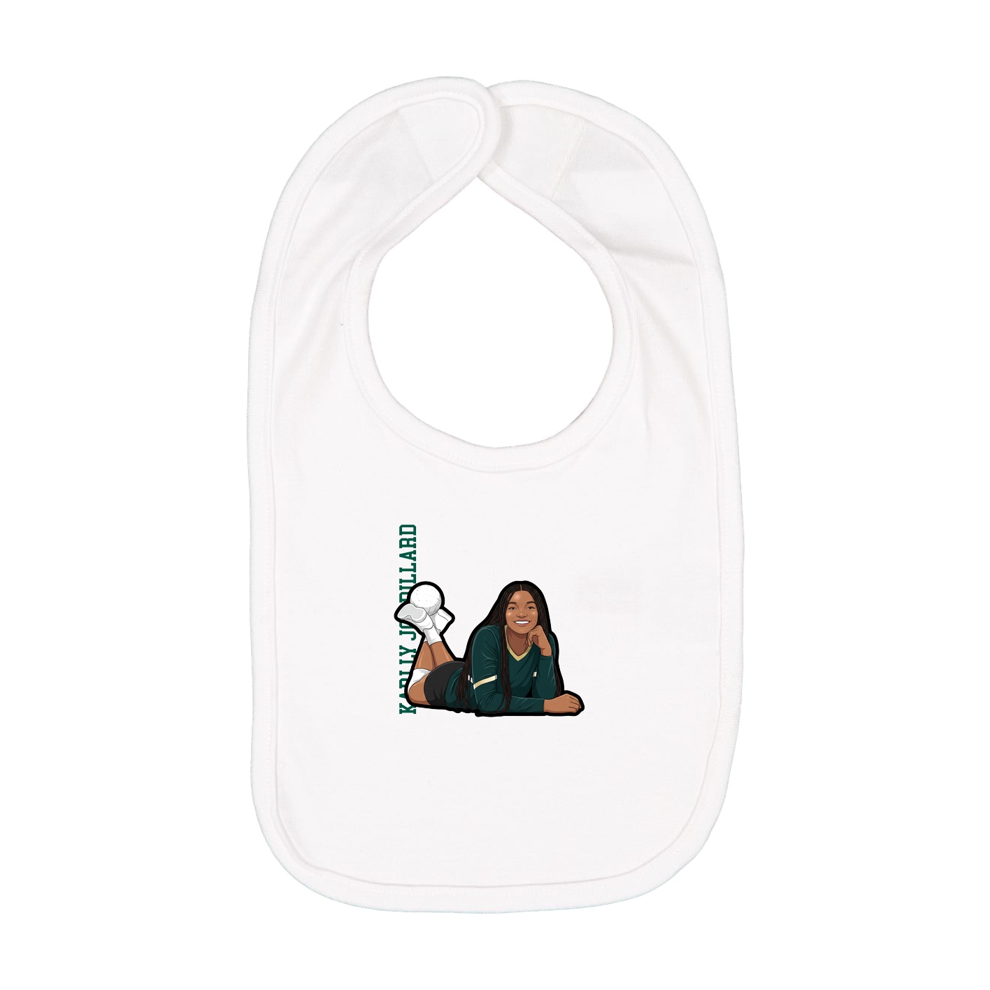 Infant Bib — Name Vertical in White