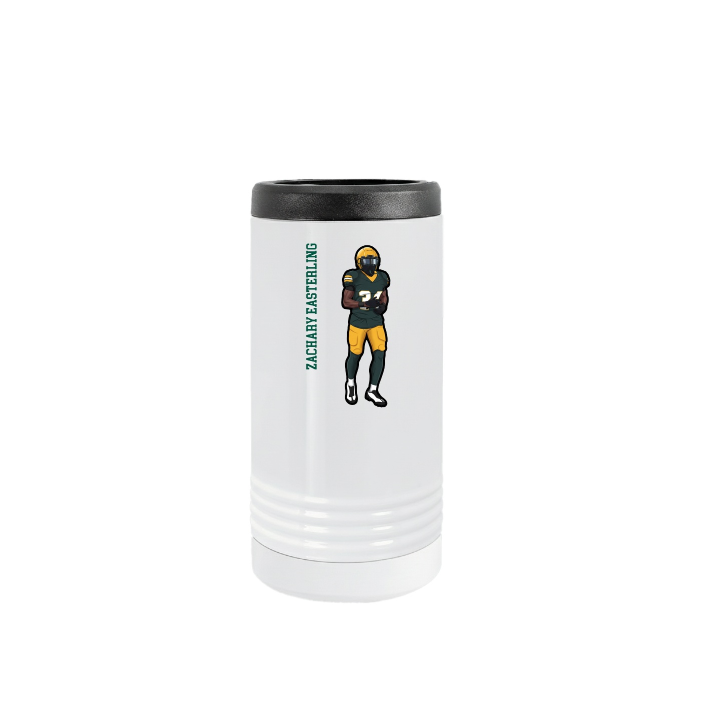 Slim Beverage Holder — Name Vertical in White