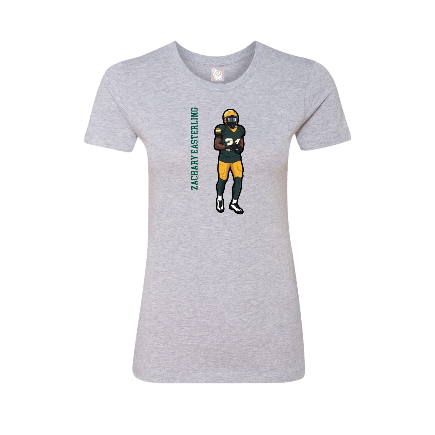 Fitted Women's Tee — Name Vertical in Grey