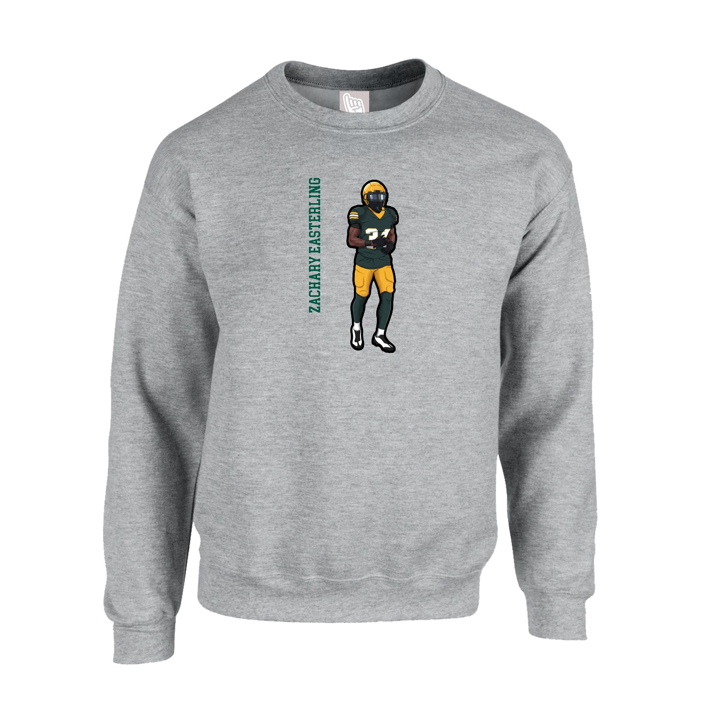 Fleece Crew — Name Vertical in Grey