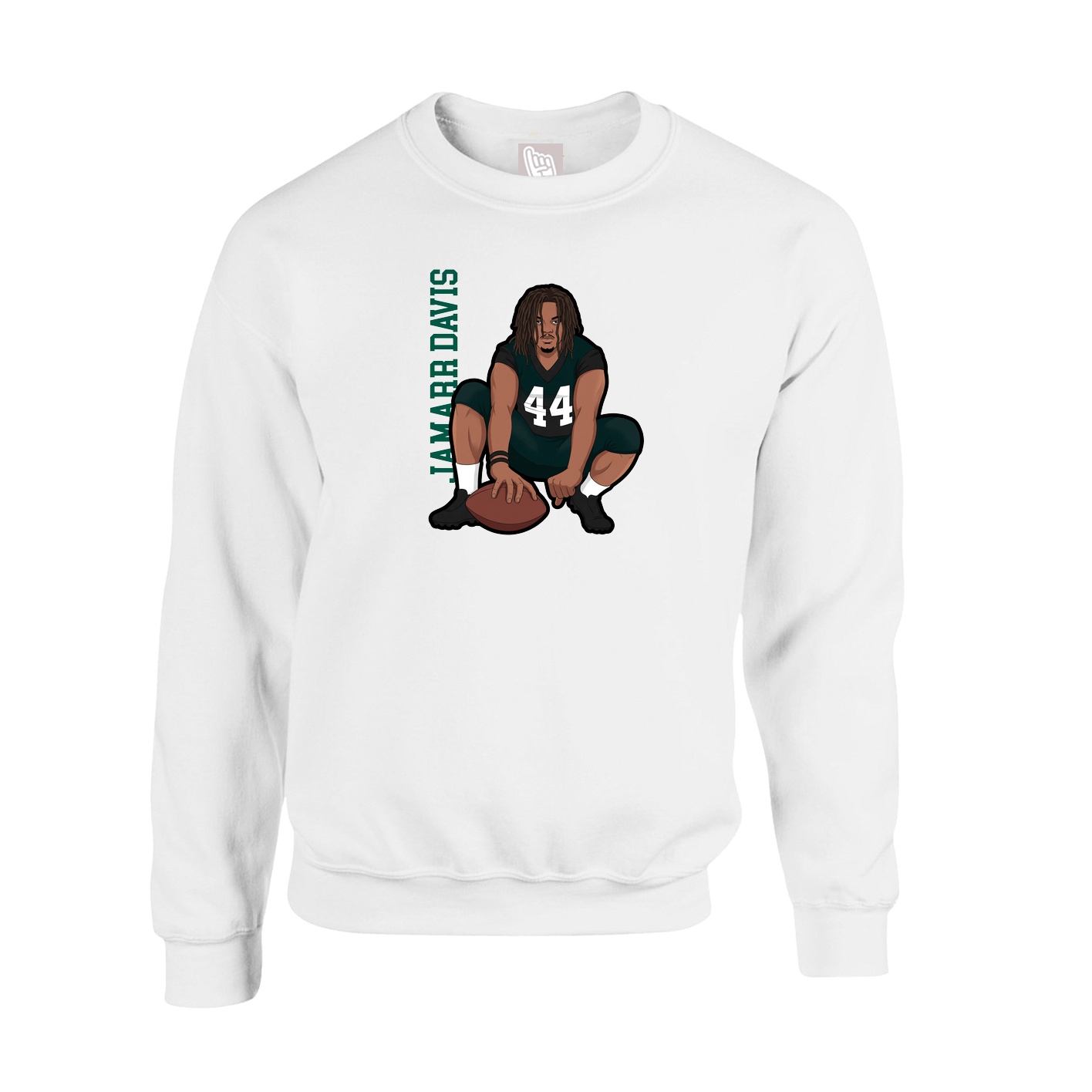 Fleece Crew — Name Vertical in White