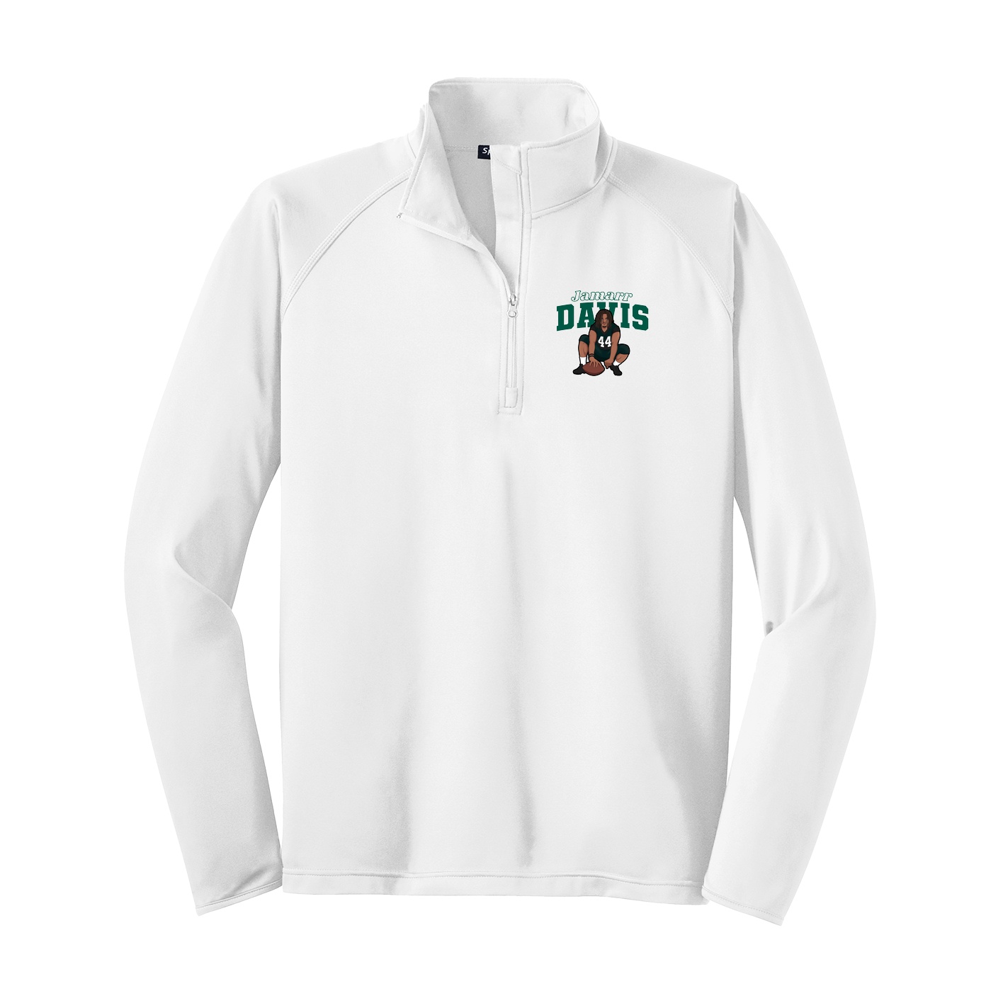 Q-Zip Pullover — Name Arch in White