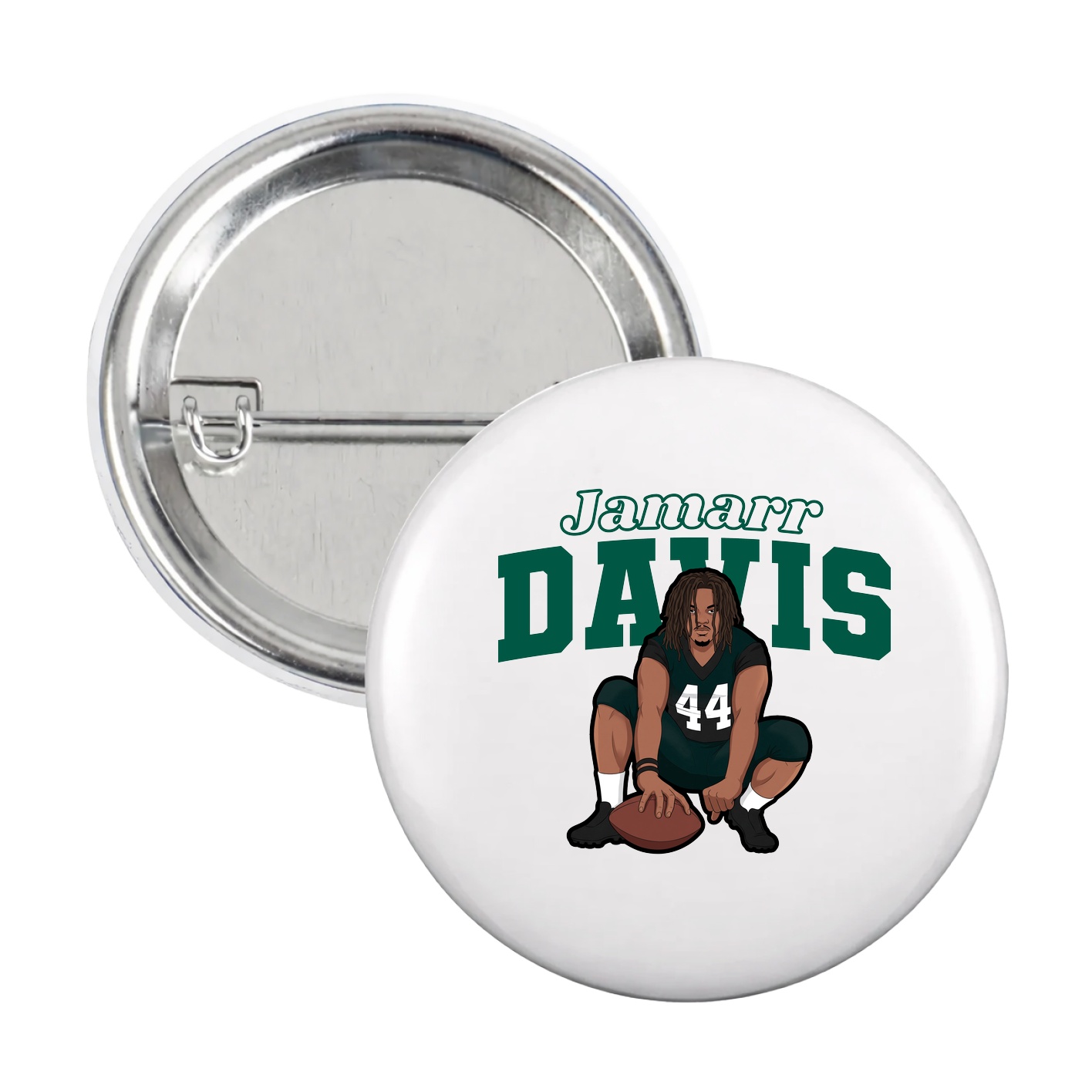 Game Day Button — Name Arch in White