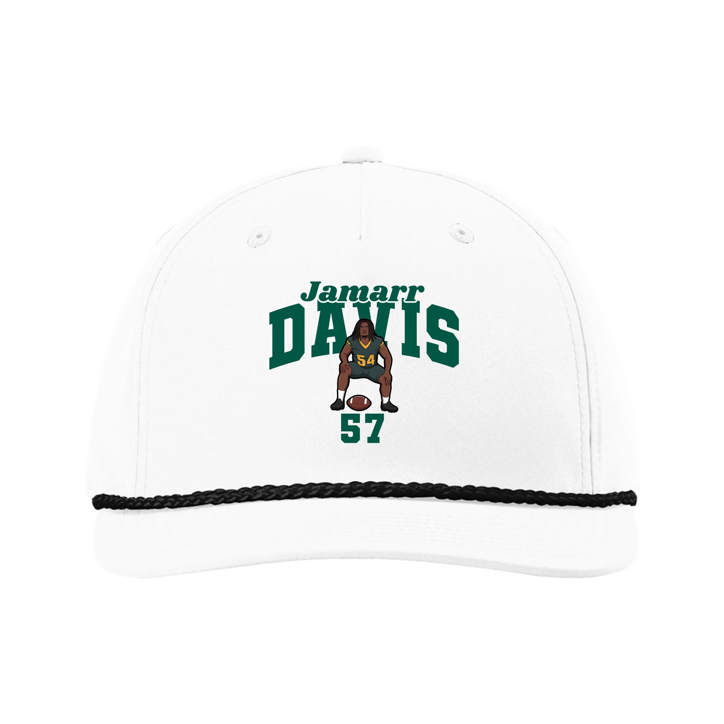 Five-Panel Classic Rope Cap — Signature Arch in White