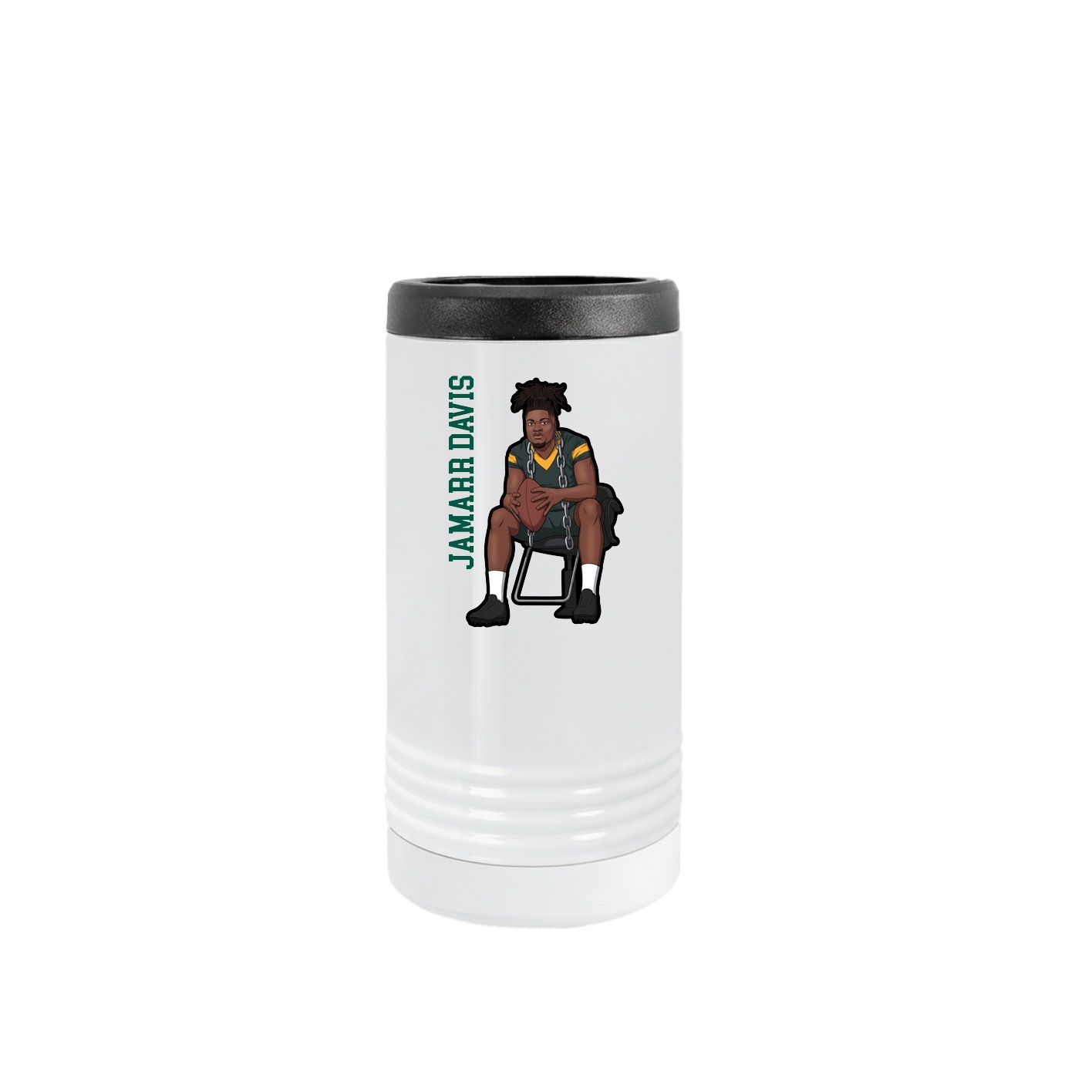 Slim Beverage Holder — Name Vertical in White