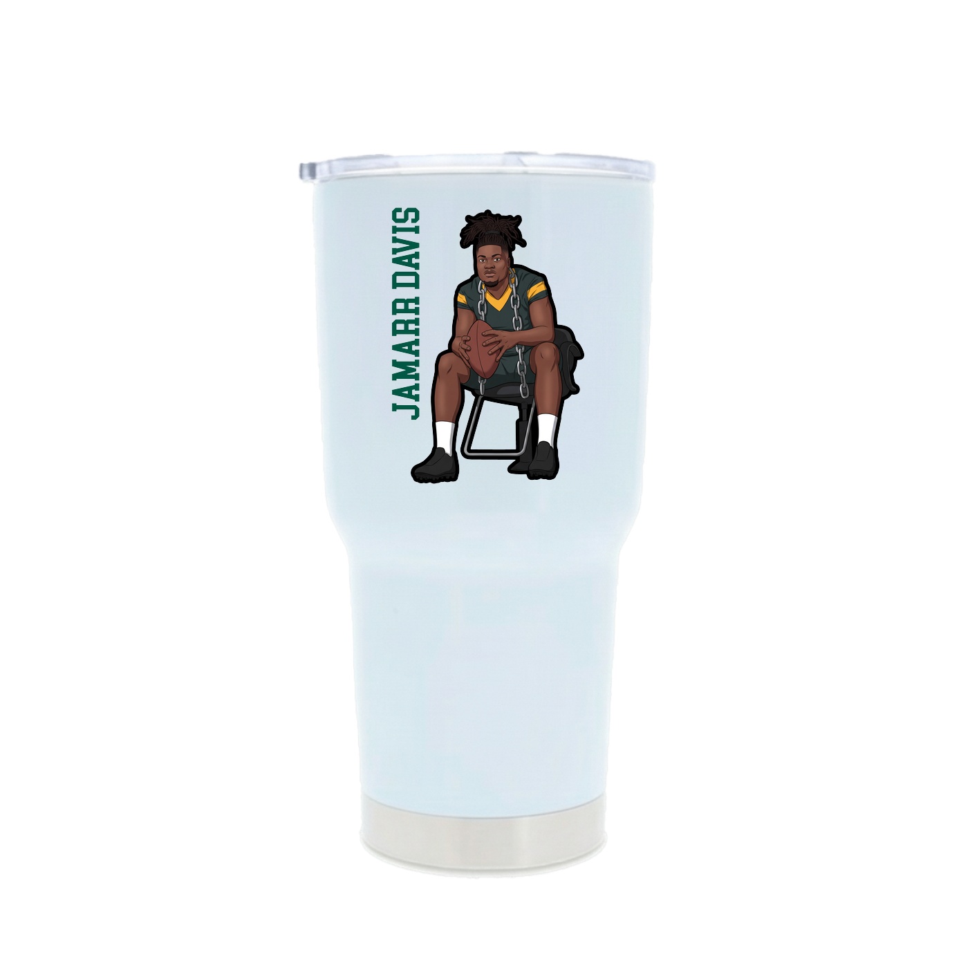 30oz Stainless Steel Tumbler — Name Vertical in White