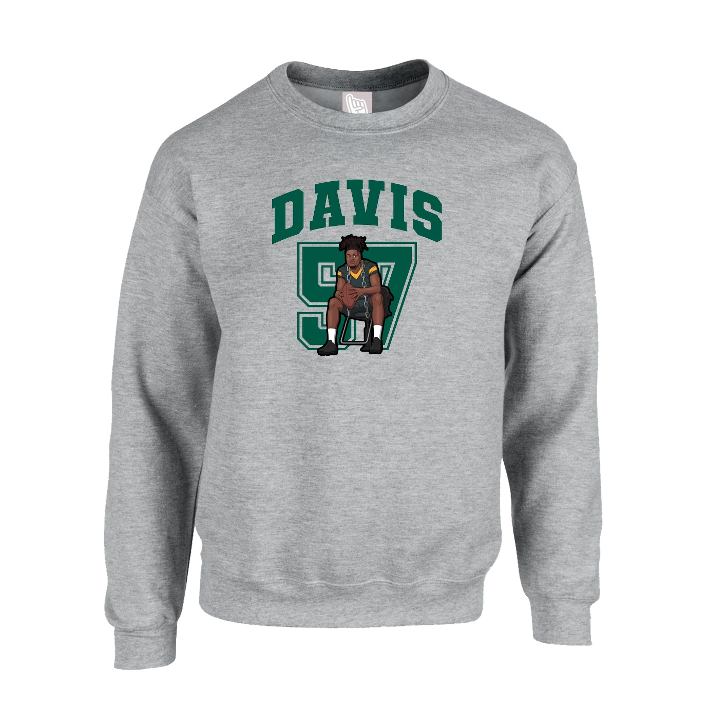 Fleece Crew — Number in Grey