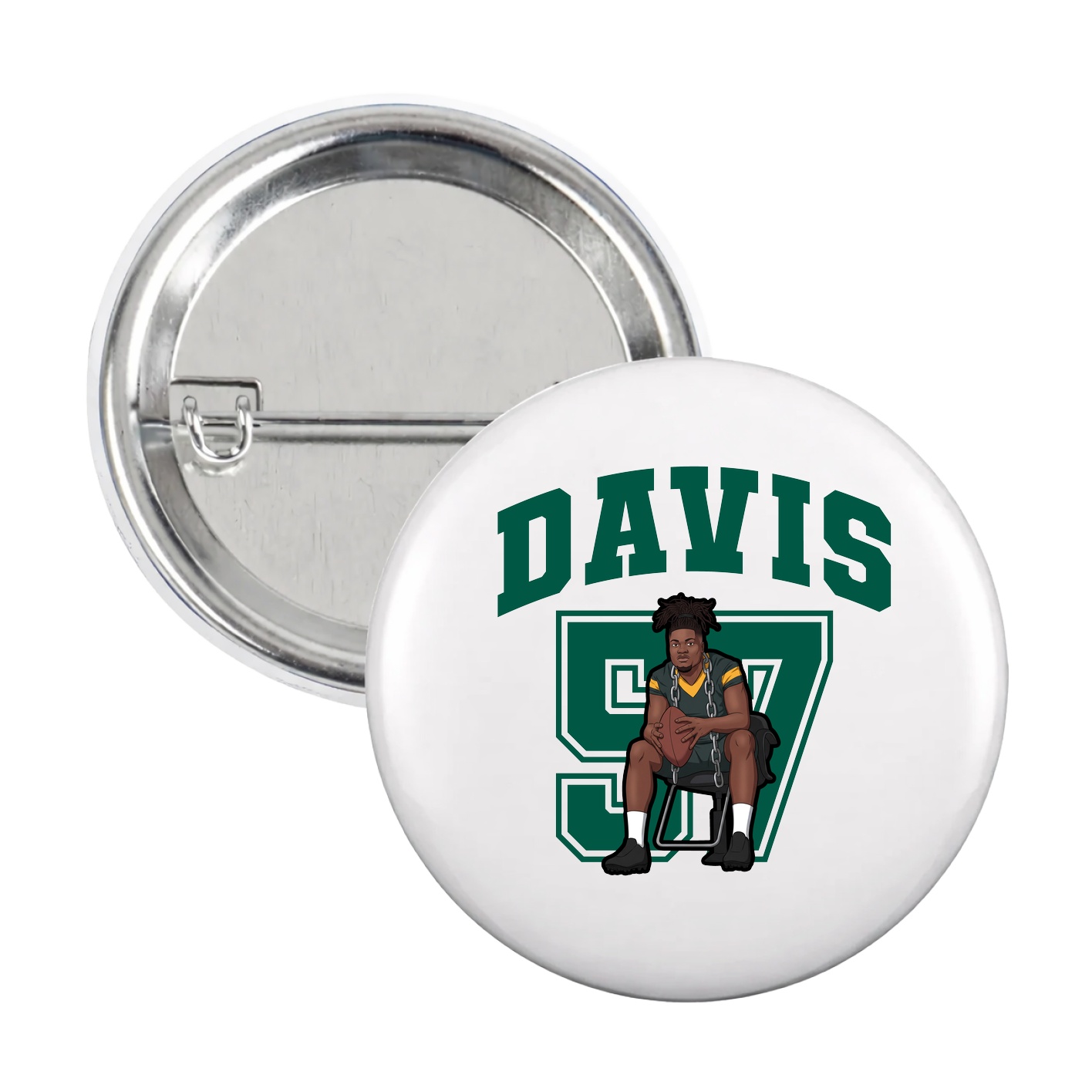 Game Day Button — Number in White