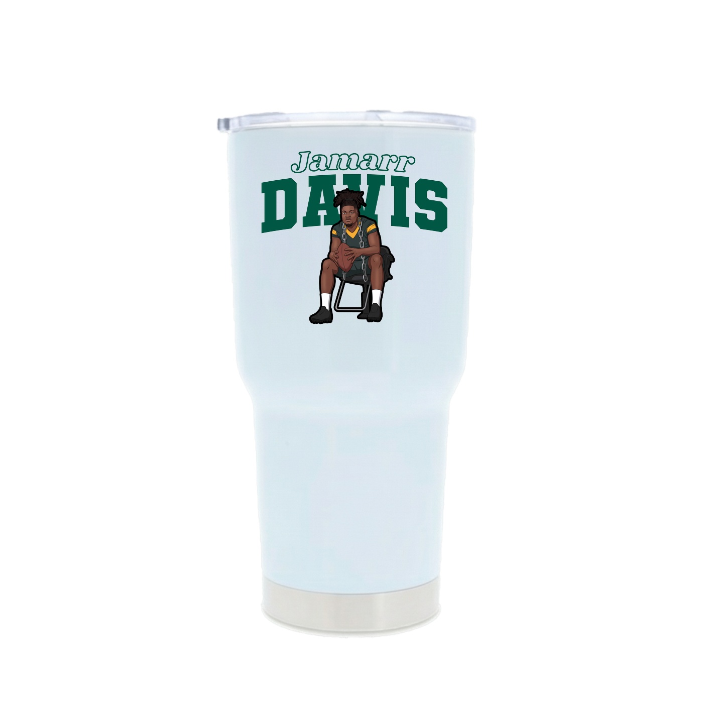 30oz Stainless Steel Tumbler — Name Arch in White