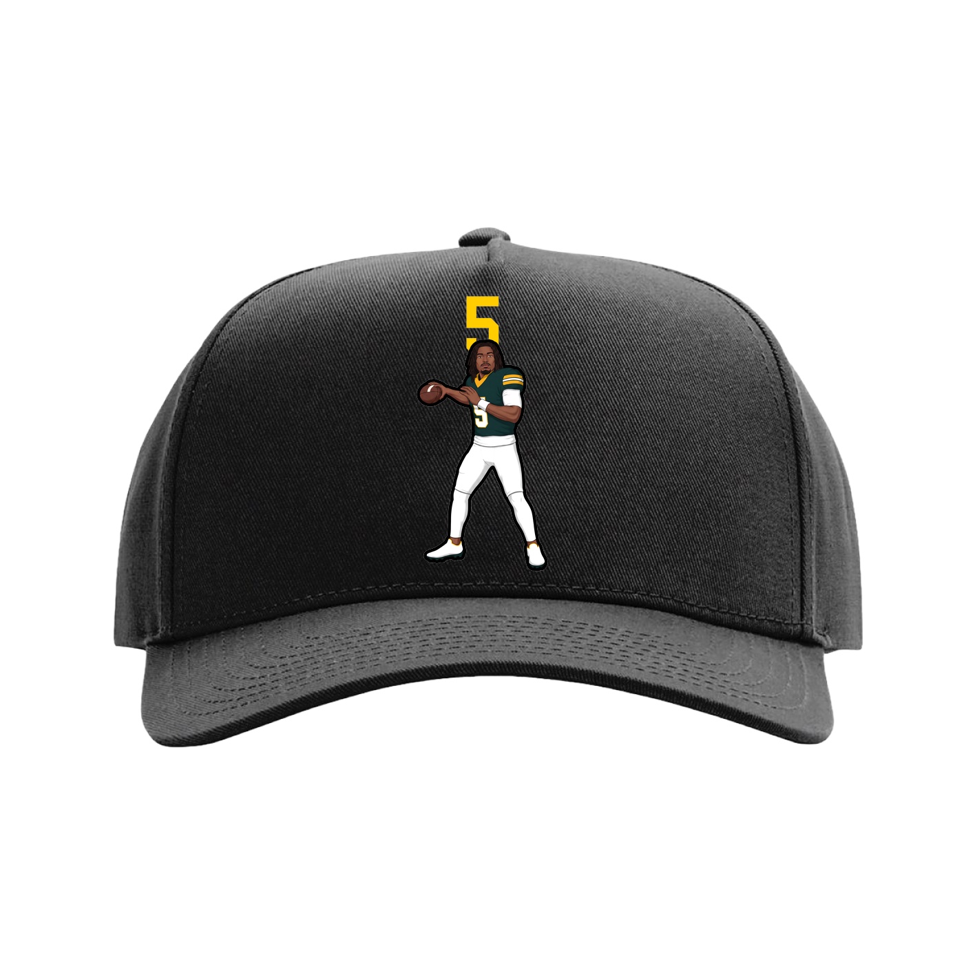 Full Fabric Five-Panel Champ Cap — Number Top in Black