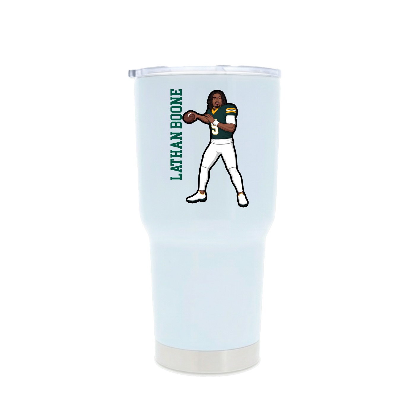 30oz Stainless Steel Tumbler — Name Vertical in White