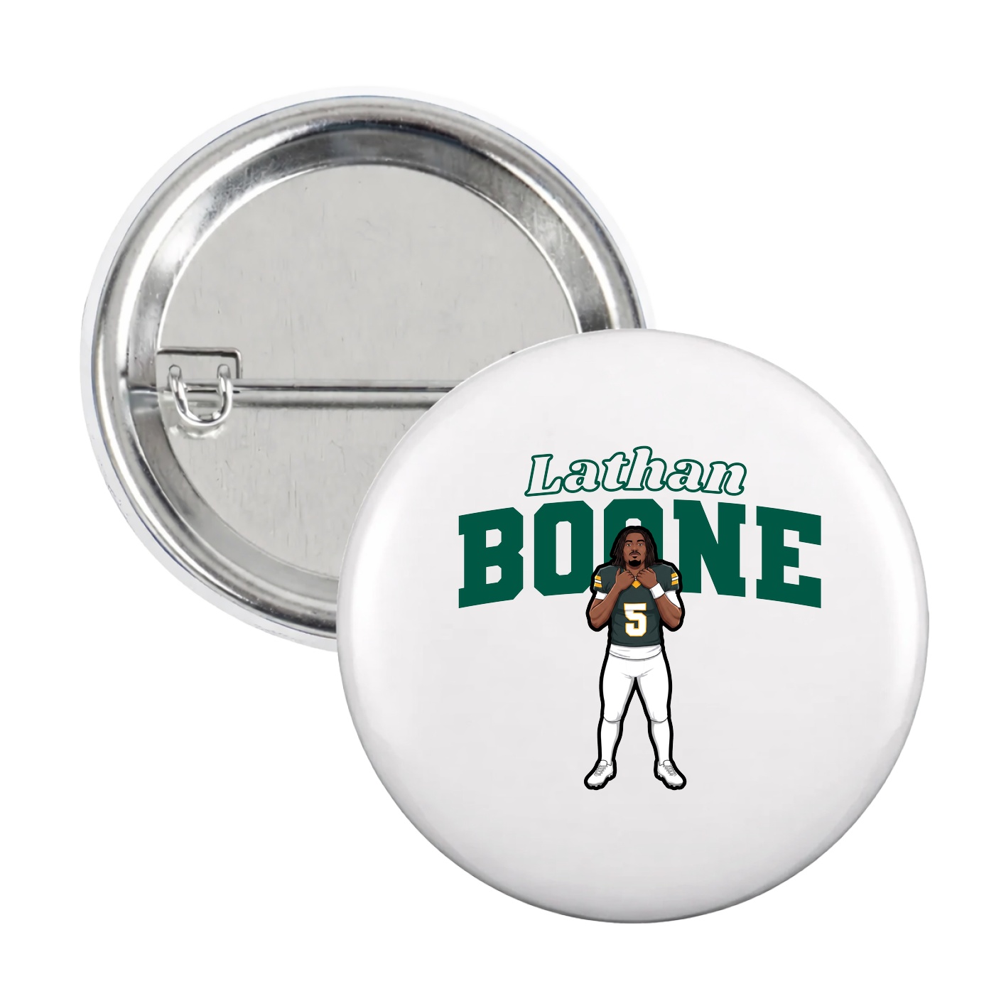 Game Day Button — Name Arch in White