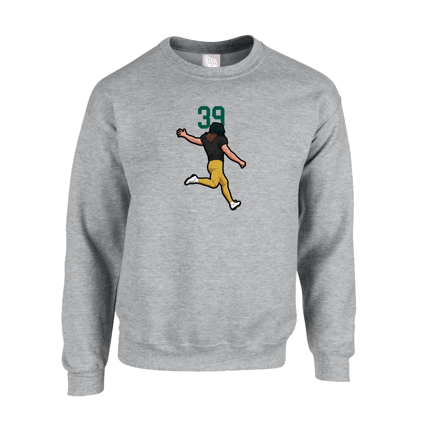 Fleece Crew — Number Top in Grey