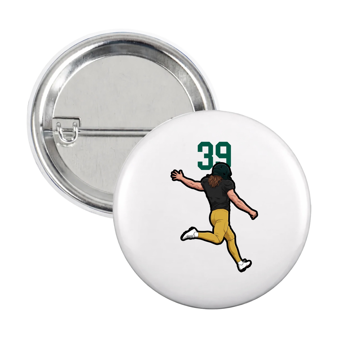 Game Day Button — Number Top in White