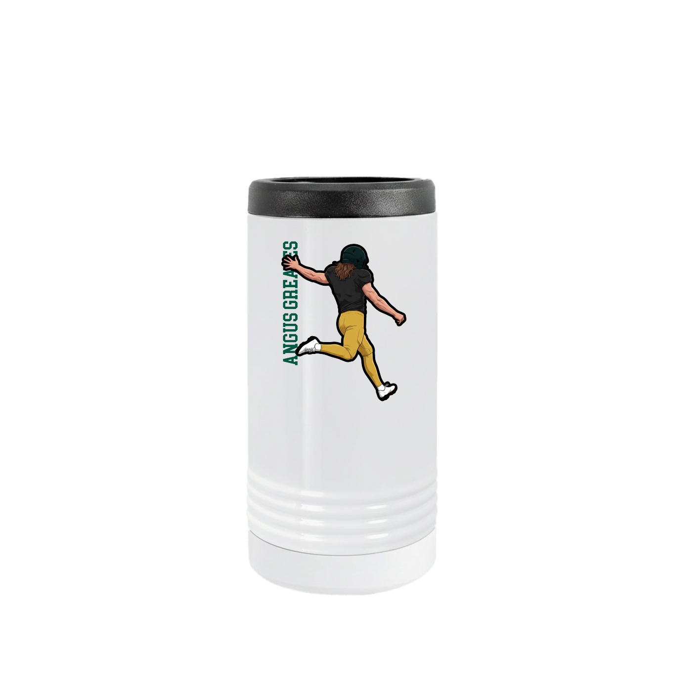 Slim Beverage Holder — Name Vertical in White