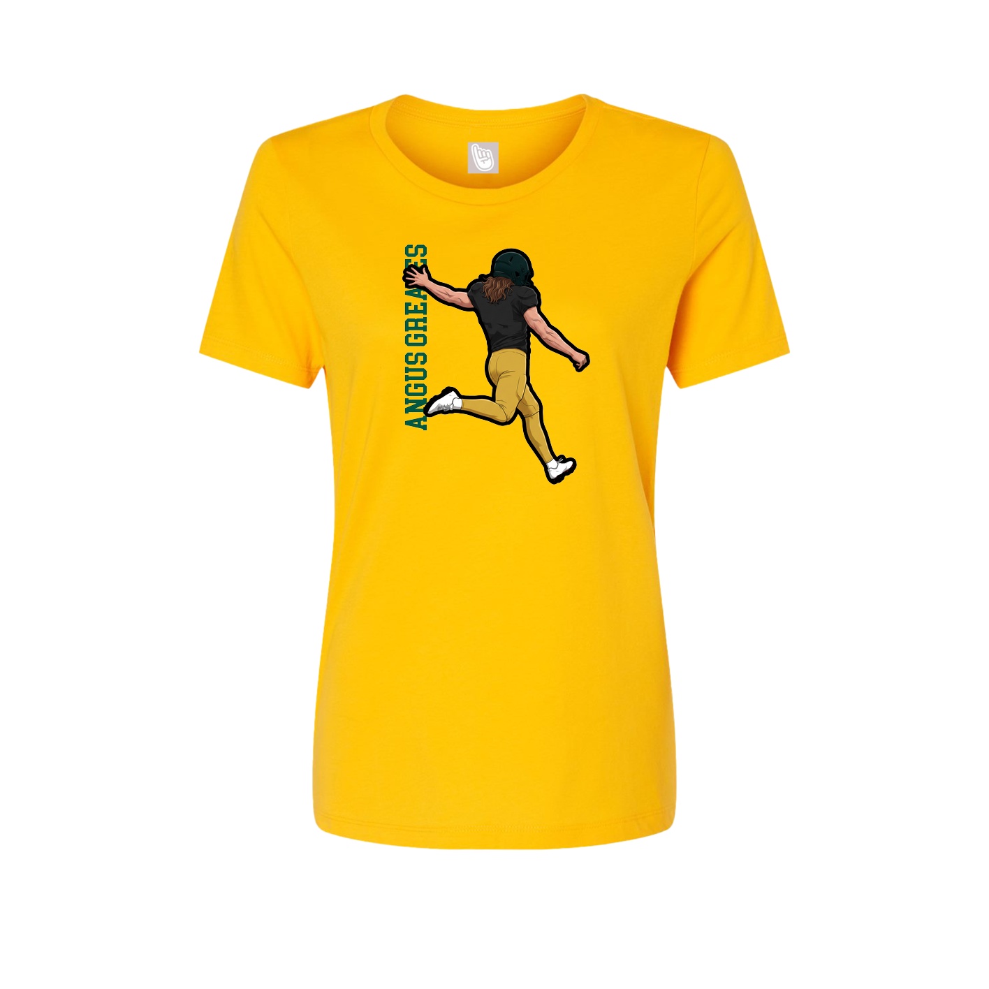 Fitted Women's Tee — Name Vertical in Gold