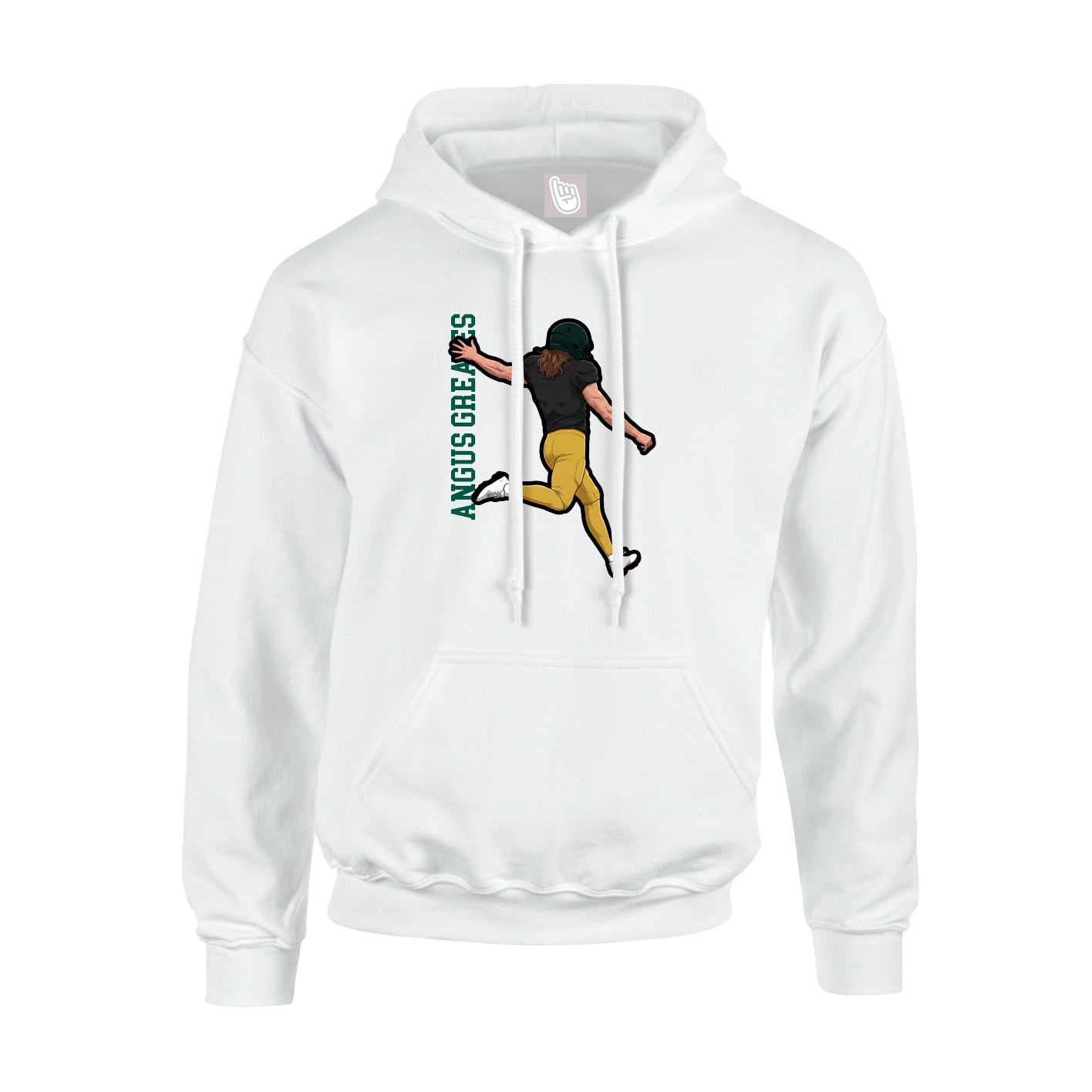 Youth Hoodie — Name Vertical in White