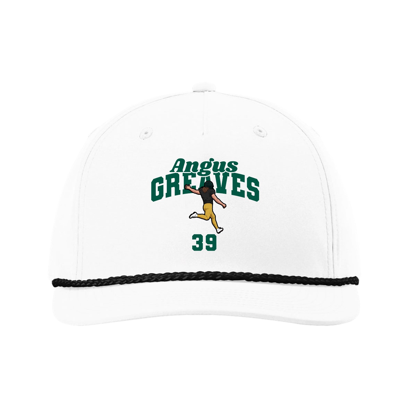 Five-Panel Classic Rope Cap — Signature Arch in White