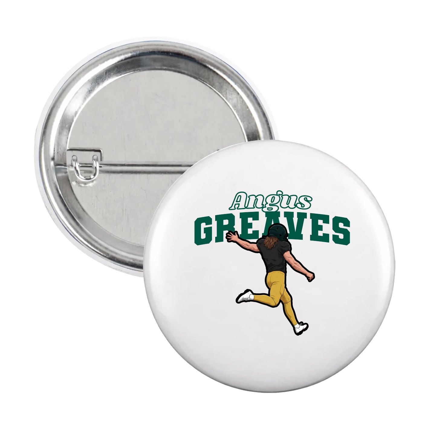 Game Day Button — Name Arch in White